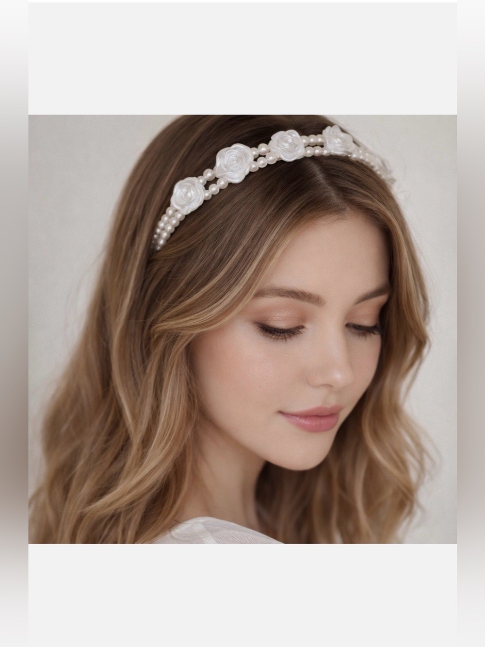 Pearl Flower Headband - White